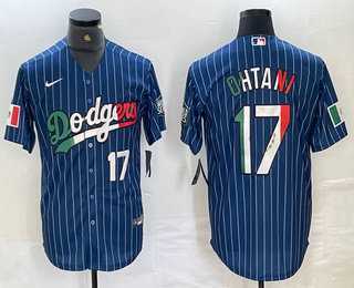 Men's Los Angeles Dodgers #17 Shohei Ohtani Number Mexico Blue Pinstripe Cool Base Stitched Jerseys,We sell and wholesale Men's Los Angeles Dodgers #17 Shohei Ohtani Number Mexico Blue Pinstripe Cool Base Stitched Jerseys on line form chian!